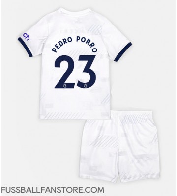 Tottenham Hotspur Pedro Porro #23 Replik Heimtrikot Kinder 2023-24 Kurzarm (+ Kurze Hosen)